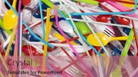  Presentation with plastic straws - Presentation design consisting of disposable-single-use-plastic-forks background and a coral colored foreground
