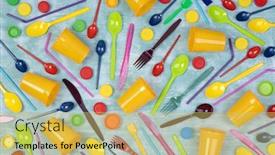  Presentation with plastic straws - Cool new slide deck with disposable-single-use-plastic-objects backdrop and a yellow colored foreground