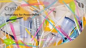  Presentation with cause - PPT layouts with disposable-single-use-plastic-objects background and a yellow colored foreground