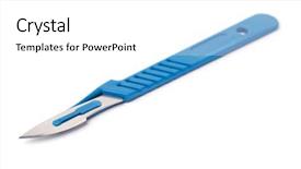  Presentation with surgical parenteral nutrition - Theme consisting of disposable surgical scalpel isolated background and a white colored foreground