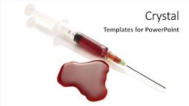  Presentation with blood stain - PPT layouts consisting of disposable syringe and large blood background and a white colored foreground