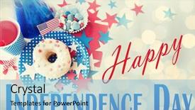  Presentation with independence day - PPT theme having disposable tableware at 4th july background and a light blue colored foreground