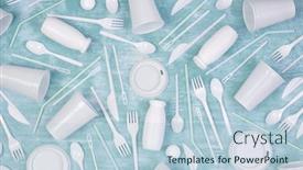  Presentation with plastic straws - Presentation theme enhanced with disposable-white-single-use-plastic background and a light blue colored foreground