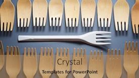  Presentation with cutlery - Cool new slide set with disposable-wooden-and-plastic-cutlery backdrop and a coral colored foreground