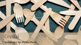  Presentation with cutlery - Audience pleasing slide deck consisting of disposable-wooden-cutlery backdrop and a coral colored foreground