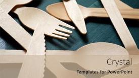  Presentation with cutlery - Beautiful slide deck featuring disposable-wooden-cutlery backdrop and a soft green colored foreground