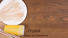  Presentation with paper cups - Theme having disposal - disposable paper plates and cups background and a red colored foreground