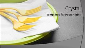  Presentation with green gram - Colorful presentation theme enhanced with disposal - green plastic disposable tableware backdrop and a light gray colored foreground