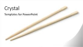  Presentation with chopsticks - PPT theme having disposal - pair of bamboo disposable chopsticks background and a white colored foreground