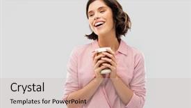  Presentation with people grief and mourning concept - PPT layouts with disposal - takeaway drinks and people concept background and a soft green colored foreground