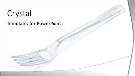  Presentation with plastic pellet - Audience pleasing slide set consisting of disposal - transparent disposable plastic fork isolated backdrop and a white colored foreground