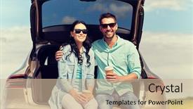  Presentation with road trip signs - Beautiful slide deck featuring disposal - travel summer vacation road trip backdrop and a soft green colored foreground