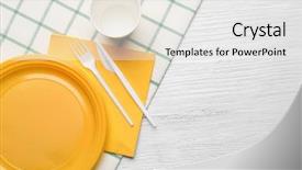  Presentation with pineapple a yellow wooden - Audience pleasing PPT theme consisting of disposal - yellow plastic disposable tableware backdrop and a white colored foreground