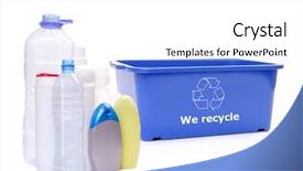  Presentation with recycle plastic - Audience pleasing PPT layouts consisting of disposal bin with white recycle backdrop and a  colored foreground