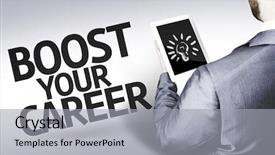  Presentation with business book tgemplate - Amazing slide set having disposition - business man with the text backdrop and a light gray colored foreground