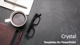  Presentation with desk - Slide set featuring disposition - desk at the office background and a dark gray colored foreground