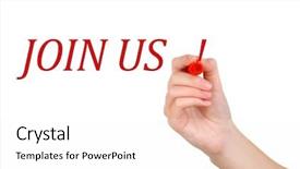  Presentation with writing - Amazing slide set having disposition - female hand writing join us backdrop and a  colored foreground