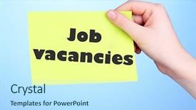  Presentation with job - Audience pleasing slide deck consisting of disposition - job vacancies text on piece backdrop and a sky blue colored foreground
