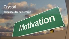  Presentation with motivation - Presentation theme with disposition - motivation green road sign background and a gray colored foreground