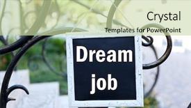  Presentation with signboard - Colorful PPT theme enhanced with disposition - signboard with dream job text backdrop and a mint green colored foreground