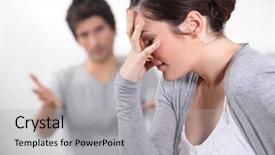  Presentation with couple - Audience pleasing theme consisting of abused women - couple having an argument backdrop and a light gray colored foreground