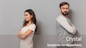  Presentation with black couple having fun - Colorful PPT theme enhanced with argument over gray background backdrop and a gray colored foreground