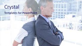  Presentation with angry - Amazing PPT theme having wrath - two angry business colleagues standing backdrop and a sky blue colored foreground