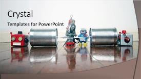  Presentation with cut - PPT layouts featuring disrupt - concept phone line being cut background and a white colored foreground