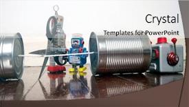  Presentation with cut - Beautiful presentation theme featuring disrupt - concept phone line being cut backdrop and a white colored foreground