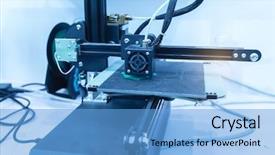  Presentation with machine - Beautiful presentation theme featuring disruptive innovation - 3d printer three dimensional printing backdrop and a light blue colored foreground