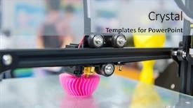  Presentation with machine - PPT layouts featuring disruptive innovation - 3d printer three dimensional printing background and a light blue colored foreground