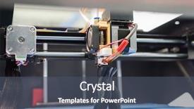 Presentation with machine - PPT layouts with disruptive innovation - three dimensional printing machine background and a dark gray colored foreground