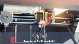  Presentation with machine - Beautiful theme featuring disruptive innovation - three dimensional printing machine backdrop and a ocean colored foreground