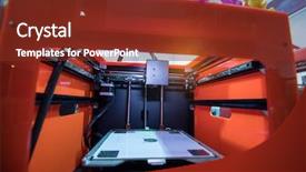  Presentation with machine - Slides with disruptive innovation - three dimensional printing machine background and a tawny brown colored foreground