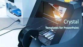  Presentation with machine - Cool new PPT theme with disruptive innovation - three dimensional printing machine backdrop and a ocean colored foreground