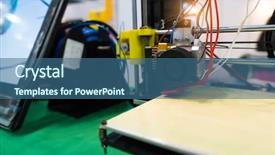  Presentation with machine - Presentation with disruptive innovation - three dimensional printing machine background and a ocean colored foreground