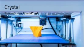  Presentation with machine - Beautiful presentation theme featuring disruptive innovation - three dimensional printing machine backdrop and a light blue colored foreground