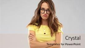  Presentation with teenage girl - Beautiful slide set featuring dissatisfied - people concept - frowning young backdrop and a coral colored foreground