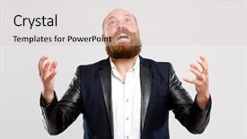  Presentation with ginger and oil - PPT layouts with dissatisfied man with ginger beard background and a  colored foreground