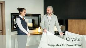  Presentation with bed hotel - Slides consisting of dissatisfied-mature-businessman-in-casualwear background and a sky blue colored foreground