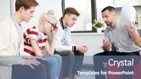  Presentation with teacher and students - PPT theme consisting of dissatisfied teacher with papers scolding background and a  colored foreground