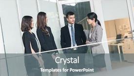  Presentation with chat - Slide deck having disscussion - asian business people talk background and a  colored foreground