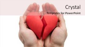  Presentation with broken heart - Slide set consisting of disscution - broken heart in hands isolated background and a lemonade colored foreground