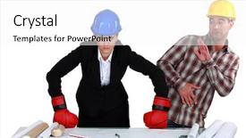  Presentation with fight - Presentation having dissemination - fight between architect and builder background and a  colored foreground