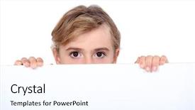  Presentation with floral border over white - Beautiful slide set featuring dissemination - girl peering over white sign backdrop and a  colored foreground