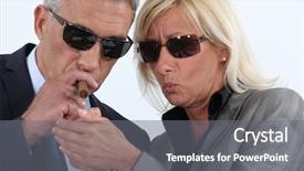  Presentation with cigar - Cool new presentation design with dissemination - man lighting cigar backdrop and a gray colored foreground