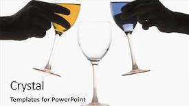  Presentation with colored - Amazing PPT theme having dissemination - two hands pouring different colored backdrop and a white colored foreground