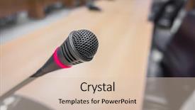  Presentation with radio station air vintage microphone - Cool new presentation theme with discourse - black microphone in conference room backdrop and a lemonade colored foreground