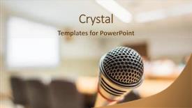  Presentation with conference - Cool new presentation design with discourse - black microphone in conference room backdrop and a lemonade colored foreground