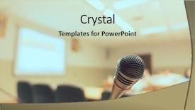  Presentation with conference - PPT theme enhanced with symposium - black microphone in conference room background and a cool aqua colored foreground